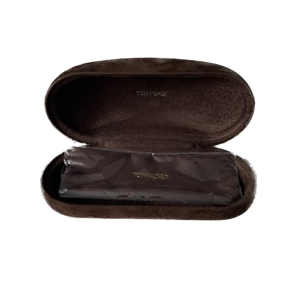 New Tom Ford Brown Suede Medium Clamshell Eye Glasses Case and Box - Picture 4 of 5